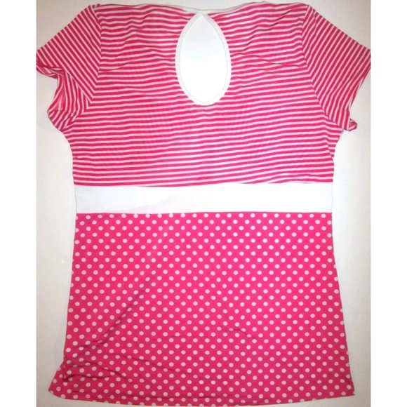 🆕 Jr PLUS 2X Hot Pink White Dotted Babydoll Top - Picture 3 of 3
